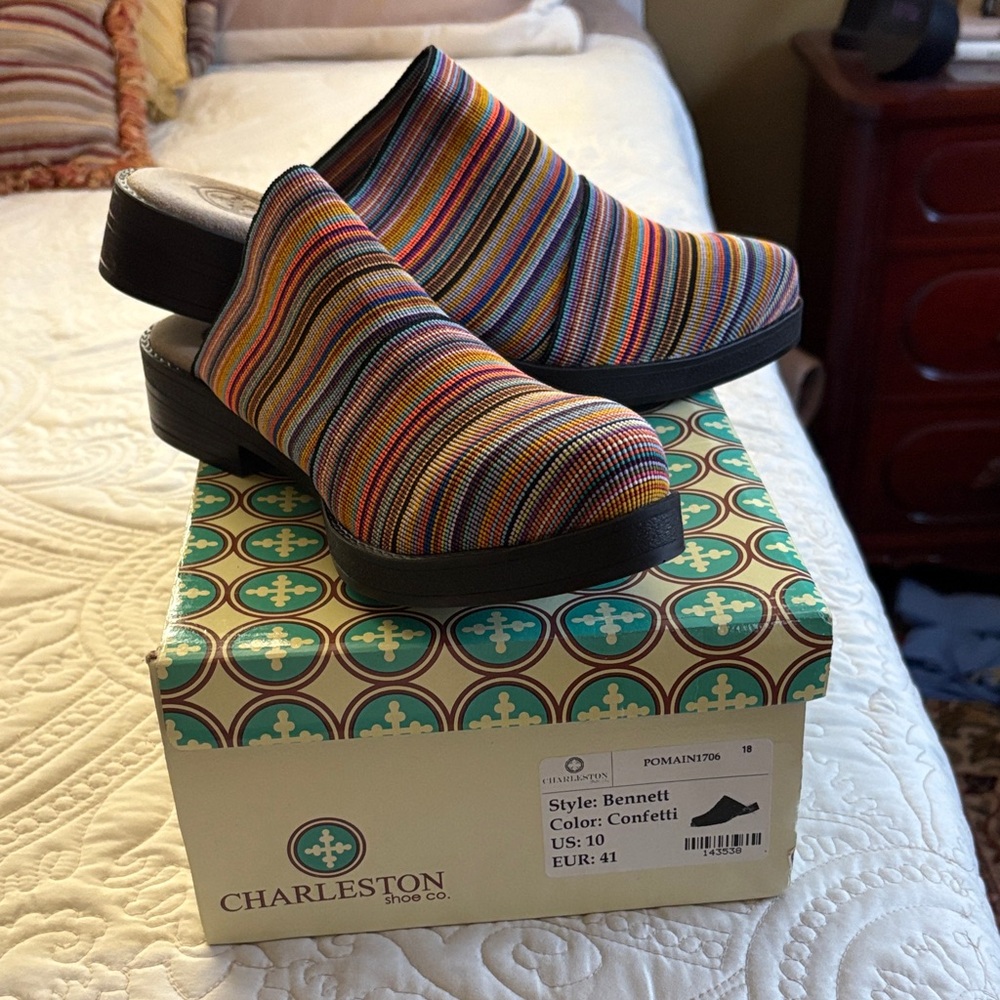CHARLESTON SHOE CO. Confetti Stripe Mules